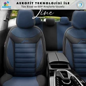 Otom Line Design Ekstra Destekli Oto Koltuk Kılıfı  Siyah-Mavi - 3