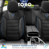 Otom Toro Design Ekstra Destekli Oto Koltuk Kılıfı  Siyah-Mavi - 3