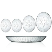 Decocia 4 Adet Oval Cam Salata Sunum Tabak Takımı Vega Desenli - 1