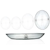 Decocia 1 Adet 33cm Oval Cam Salata Sunum Tabağı Mira Desenli - 1