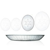 Decocia 1 Adet 29 cm Oval Cam Salata Sunum Tabağı Vega Desenli - 1