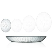 Decocia 2 Adet 25cm Oval Cam Salata Sunum Tabağı Vega Desenli - 1