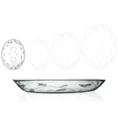 Decocia 2 Adet 25cm Oval Cam Salata Sunum Tabağı Sürgün Desenli - 1