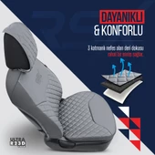 Otom Rsx Diamond Koruyucu Deri Oto Koltuk Minderi Füme - 3