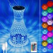BUFFER® Sürahi Model USB Şarjlı Kumandalı 16 Farklı Işık Modlu Masa Üstü Kristal Akrilik Lamba Led - 1