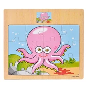 Hayal Sepeti AHTAPOT resimli Ahşap Çocuk Puzzle 12 Parça 15x17cm - 1