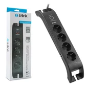 S-link SPG3041 2m 2xUSB=2.4a 3G1.5mm2 900 Joule 4'lü Akım Korumalı Siyah Priz 30483 - 1