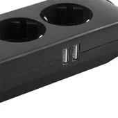 S-link SPG3041 2m 2xUSB=2.4a 3G1.5mm2 900 Joule 4'lü Akım Korumalı Siyah Priz 30483 - 5