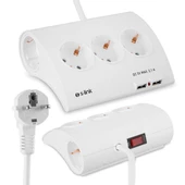 S-Link SPG9-5-15 Akım Koruma ve 2 Adet 2.1A Usb Şarj Soketli Beşli Masaüstü Grup Priz - 18813 - 1