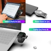 Polham Usb Ve Type C Girişli Apple Watch 1,2,3,4,5,6,7,8 ve SE Akıllı Saat Şarj Aleti, Akım Korumalı - 2