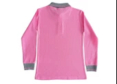Polo Yaka Tişört çocuk uzun kol gri çizgi yaka pembe  Okul Tişört/t-shirt - 2