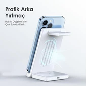Polham 3in1 15W Katlanilir Telefon, Saat ve Kulaklık için Kablosuz Şarj Aleti, Çift Bobinli Şarj - 3