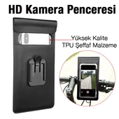 Polham Kamera Bölümlü Su Geçirmez Dikiz Aynasına Takılan Bisiklet, Motosiklet Telefon Tutucu - 2