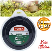 Rodex RDY330 Misina Motorlu Tırpan Kare Misina 3 mm 50 Metre Çim Ot Biçme Teli - 1