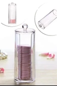 BUFFER® Kapaklı Makyaj Pamuğu Düzenleyici Organizer Şeffaf Pamukluk - 4