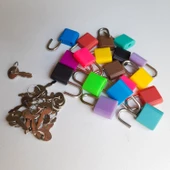 Renkli Asma Kilit Düz Küçük Karışık Renk 10 Adet - 1