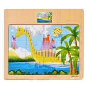 Hayal Sepeti DİNAZOR resimli Ahşap Çocuk Puzzle 12 Parça 15x17cm - 1