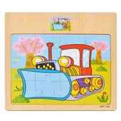 Hayal Sepeti DOZER resimli Ahşap Çocuk Puzzle 12 Parça 15x17cm - 1