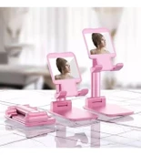BUFFER® Pembe Aynalı Cep Telefonu Sabitleyici Stand Katlanabilir Ayarlanabilir Telefon Standı - 3