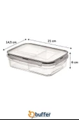 BUFFER® 3 Bölmeli Kilitli Kapaklı 1 Litre Erzak Saklama Kabı LC-510 - 8