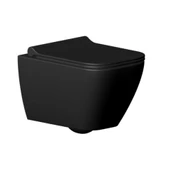 Seramiksan Saturn Kanalsız Mat Siyah Asma Klozet A141201H, Seramiksan Yavaş Kapak - 1