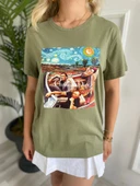 Kadın Baskılı Basic Tişört Haki thumbnail 2