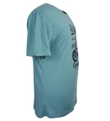 Baskılı Erkek Büyük Beden Bisiklet Yaka Tişört Mavi - 4