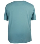 Baskılı Erkek Büyük Beden Bisiklet Yaka Tişört Mavi - 3