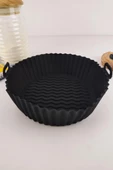 Digithome Yanmaz Yapışmaz Silikon Kulplu Airfryer Kalıbı 22 Cm Siyah – THN75822 C1-1-18 - 2