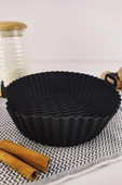 Digithome Yanmaz Yapışmaz Silikon Kulplu Airfryer Kalıbı 22 Cm Siyah – THN75822 C1-1-18 - 1