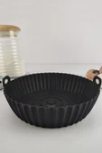 Digithome Yanmaz Yapışmaz Silikon Kulplu Airfryer Kalıbı 20 Cm Siyah – THN75825 C1-1-18 - 2