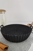 Digithome Yanmaz Yapışmaz Silikon Kulplu Airfryer Kalıbı 20 Cm Siyah – THN75825 C1-1-18 - 1