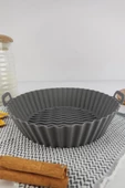 Digithome Yanmaz Yapışmaz Silikon Kulplu Airfryer Kalıbı 20 Cm Gri  – THN75823 C1-1-18 - 1