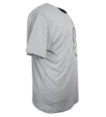 Baskılı Erkek Büyük Beden Bisiklet Yaka Tişört Gri - 4