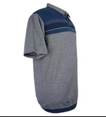 Büyük Beden Erkek Tişört Polo Yaka Pike İndigo Ribanalı - 2