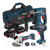 Bosch Professional GSR 18V-50 + GBH 180 + GWS 180 2 x Gba 18V 3'Lü Set 5.0AH 18V  - 0615990M32 - 1