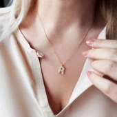 Vaoov 925 Ayar Gümüş Taşlı Harf Kolye thumbnail 4