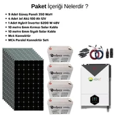 Teknovasyon Arge Güneş Enerjisi Bağ Evi Solar Paketi  Hybrit  inverter 6200 W 48V 410W Güneş Paneli 100 Ah Jel Akü - 3