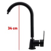 Banyo Lavabo Musluğu Siyah Bataryası Mix Eyve Sıcak Soğuk Çift Su Girişli Çeşmesi 34 cm - 2
