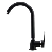 Banyo Lavabo Musluğu Siyah Bataryası Mix Eyve Sıcak Soğuk Çift Su Girişli Çeşmesi 34 cm - 1