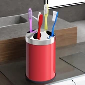 Set Üstü Diş Fırçalık Banyo Metal Diş Fırçası Kabı Kutusu Kırmızı - 8