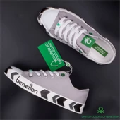 Benetton Gri Kadın Çizgili Spor Ayakkabı BN-30620 - 8