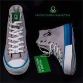 Benetton Gri Kadın Uzun Spor Ayakkabı BN-30189 - 5