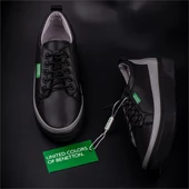 Benetton Siyah-Füme Yumuşak Deri Kadın Sneaker BN 30366 - 4