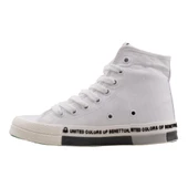 Benetton Gri Beyaz Uzun Kadın Keten Spor Ayakkabı BN 70021 thumbnail 3