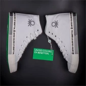 Benetton Gri Beyaz Uzun Kadın Keten Spor Ayakkabı BN 70021 thumbnail 5