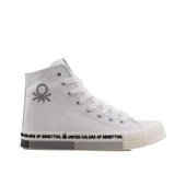 Benetton Gri Beyaz Uzun Kadın Keten Spor Ayakkabı BN 70021 thumbnail 1