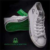 Benetton Gri Beyaz Uzun Kadın Keten Spor Ayakkabı BN 70021 thumbnail 4