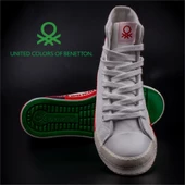 Benetton Kırmızı Beyaz Uzun Kadın Keten Spor Ayakkabı BN 70021 - 6