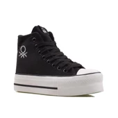 Benetton Siyah Kalın Taban Kadın Uzun Keten Spor Ayakkabı BN30939 thumbnail 2